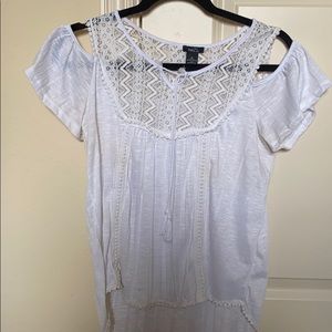 Cold shoulder white top!